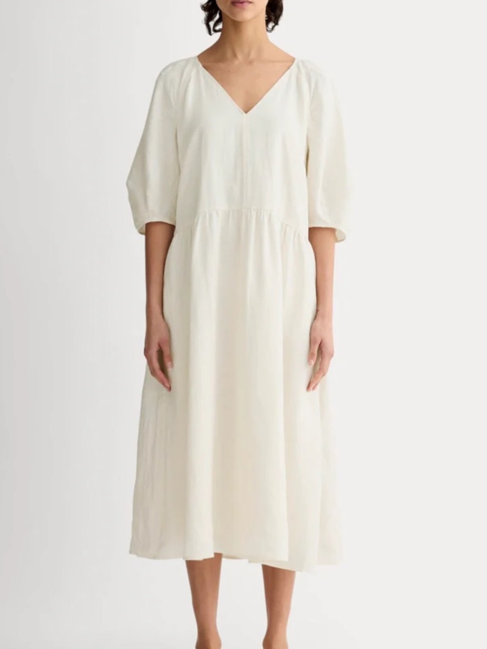 Everlane The Linen Oversized Puff-Sleeve Dress 100% linen